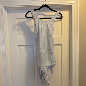 Striped Blue One Piece Swimsuit